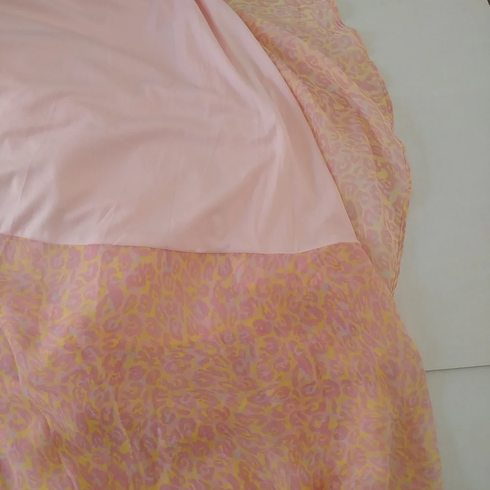 Betsey Johnson Dress‎ Size 14 Peach Call of the Wild Leopard Print Wrap FRO1W90 - Picture 10 of 13